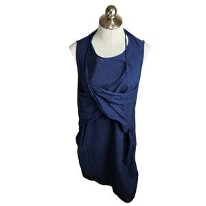 UZI NYC Oxford Dress Womens One Size Blue Multi-Way‎ Adjustable Ties Made In USA